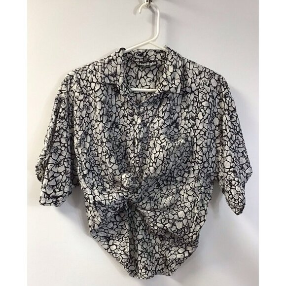 Stoplight Tops - Vintage/Retro Stoplight of California Crop Shirt Size Medium Black Blouse Top 🤍